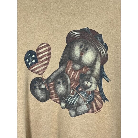 Retro Nutmeg Lee Sweatshirt Bunny XL Patriotic Western Boho Neutral Chic 90s - Picture 3 of 9